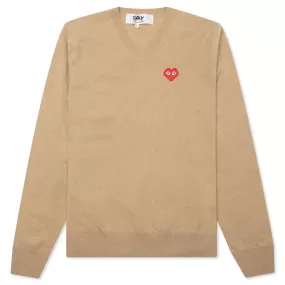 Comme des Garcons PLAY x the Artist Invader V-Neck Pullover - Camel