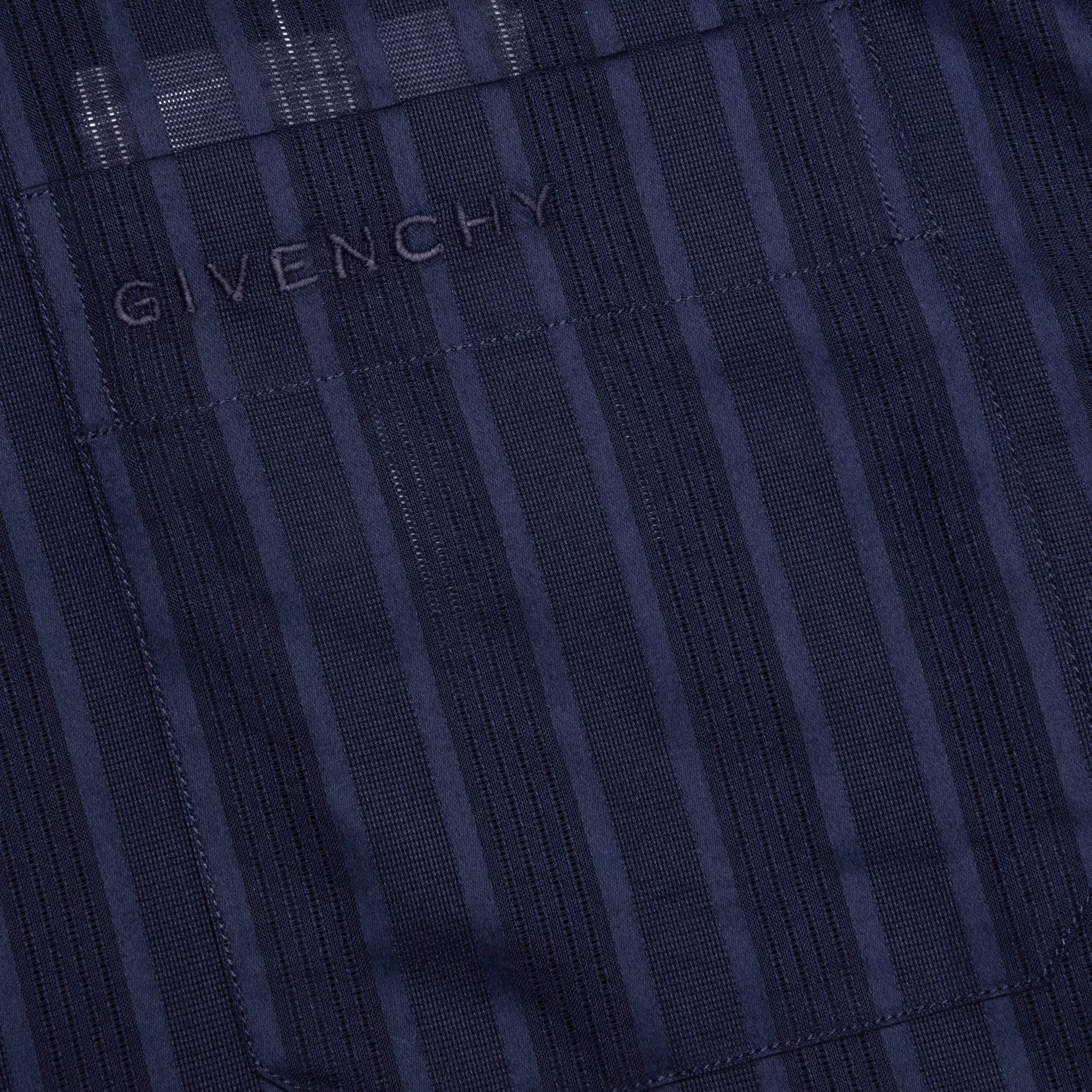 Cotton Voile Shirt With Stripes - Navy