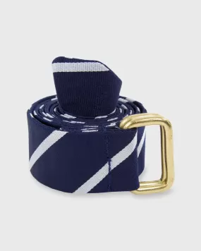 D-Ring Belt in Navy Buckingham Stripe