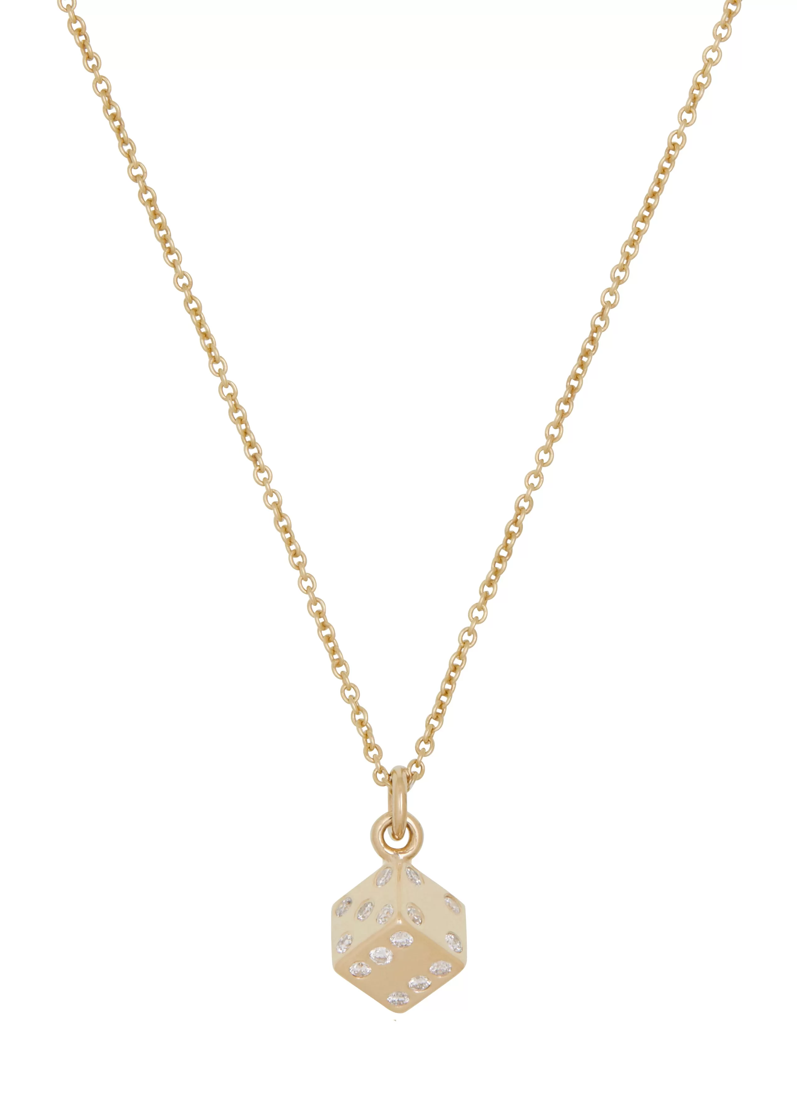 Dice Necklace in 14k - Diamond