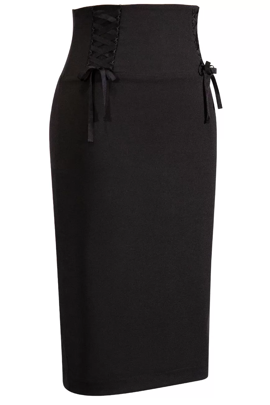 Dorchester Suite 17 Lace Up Wiggle Skirt (Black)