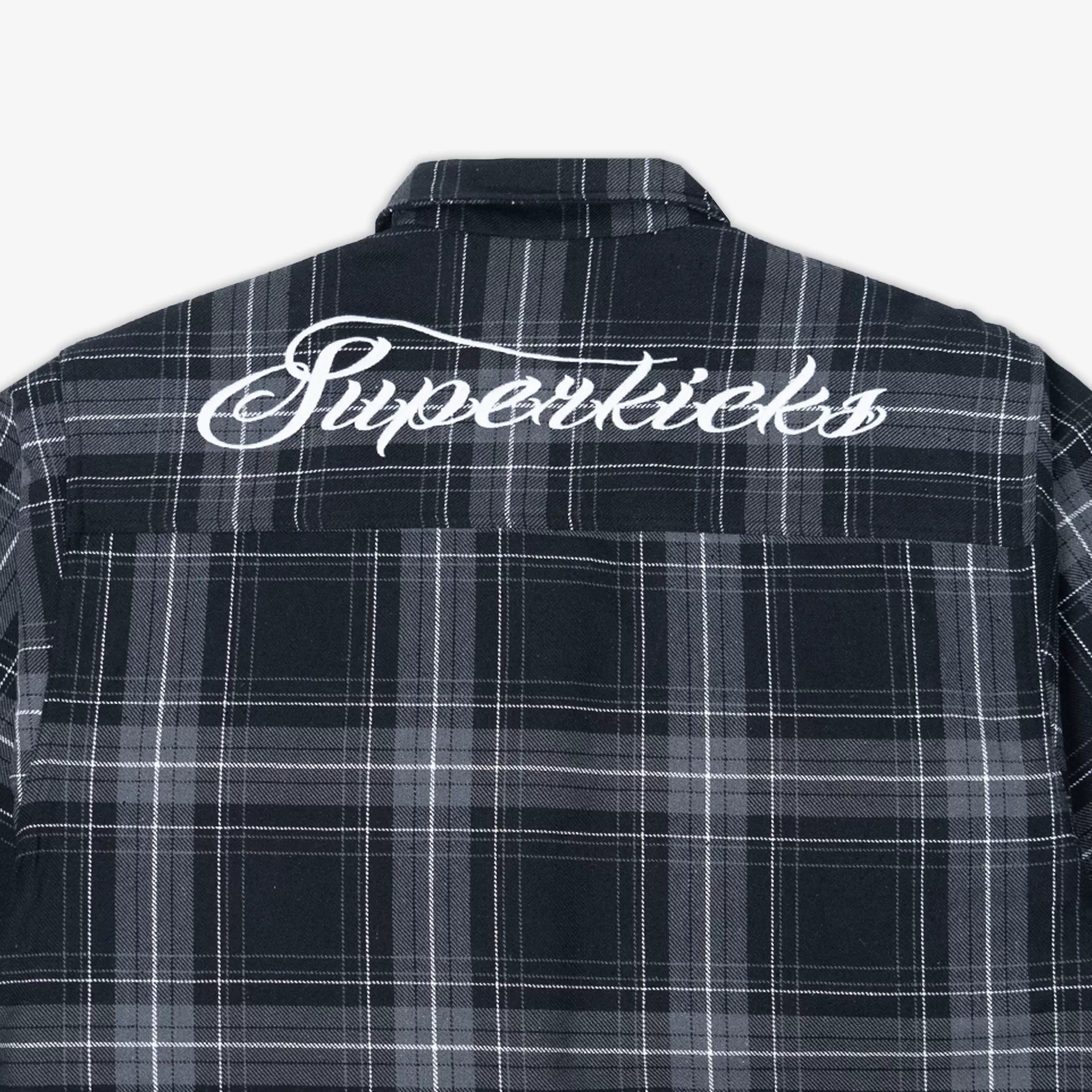 EMBROIDERED FLANNEL SHIRT 'GREY/BLACK'