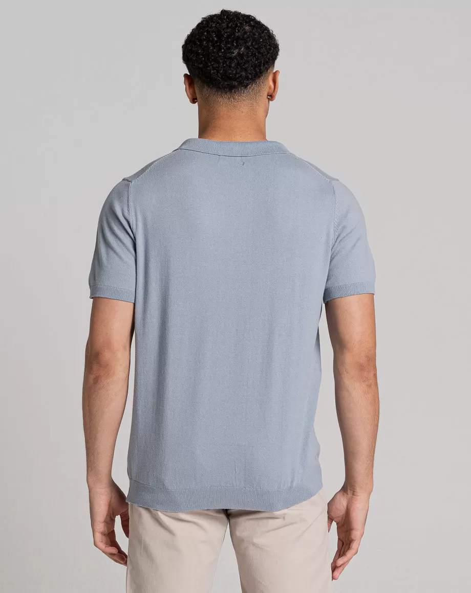 ESSENTIAL SHORT SLEEVE OPEN COLLAR POLO | LIGHT BLUE