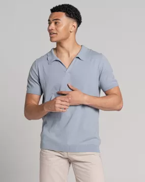 ESSENTIAL SHORT SLEEVE OPEN COLLAR POLO | LIGHT BLUE