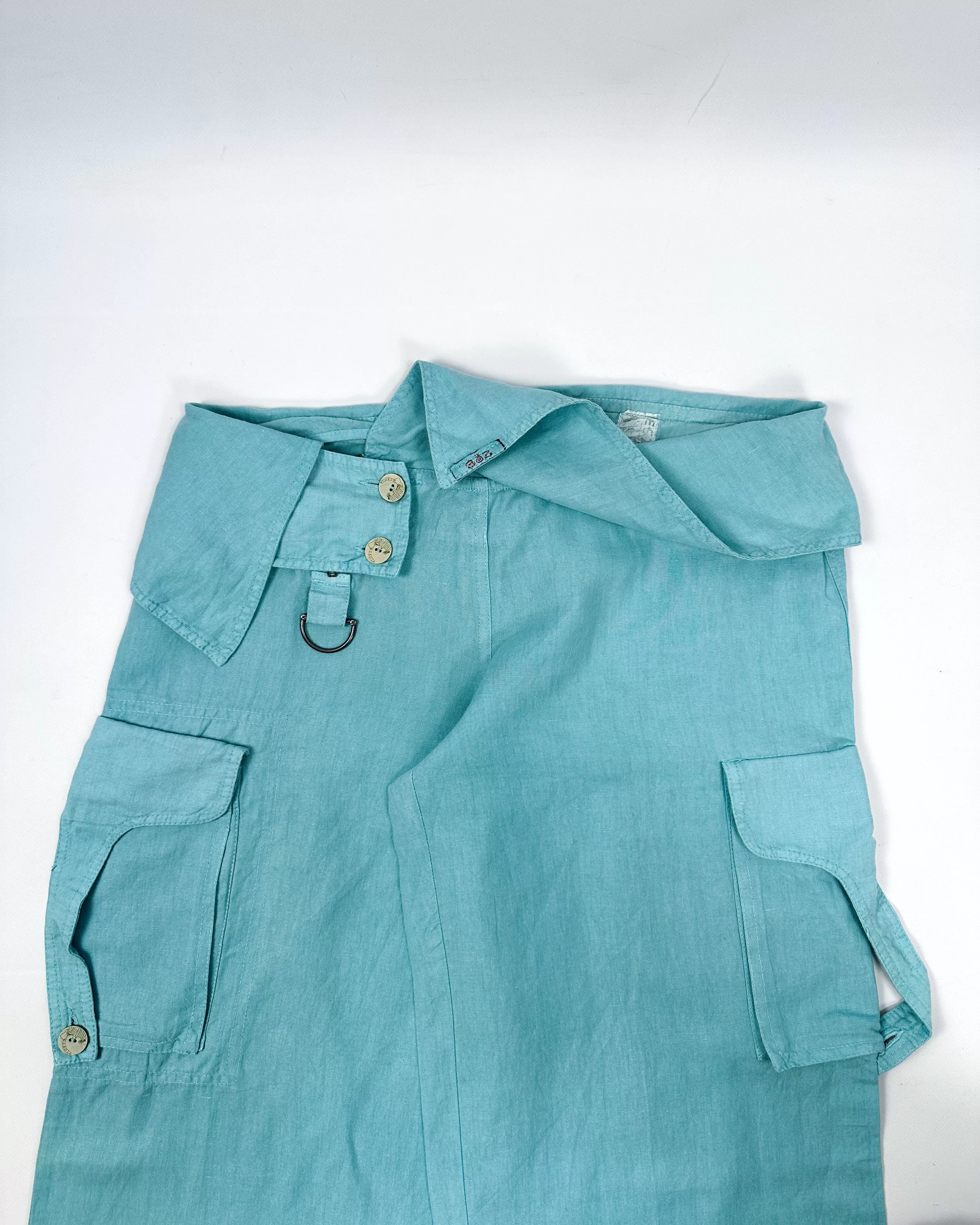 Essenza Blue Teal Wide leg Cargo Pants 1990's