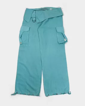 Essenza Blue Teal Wide leg Cargo Pants 1990's