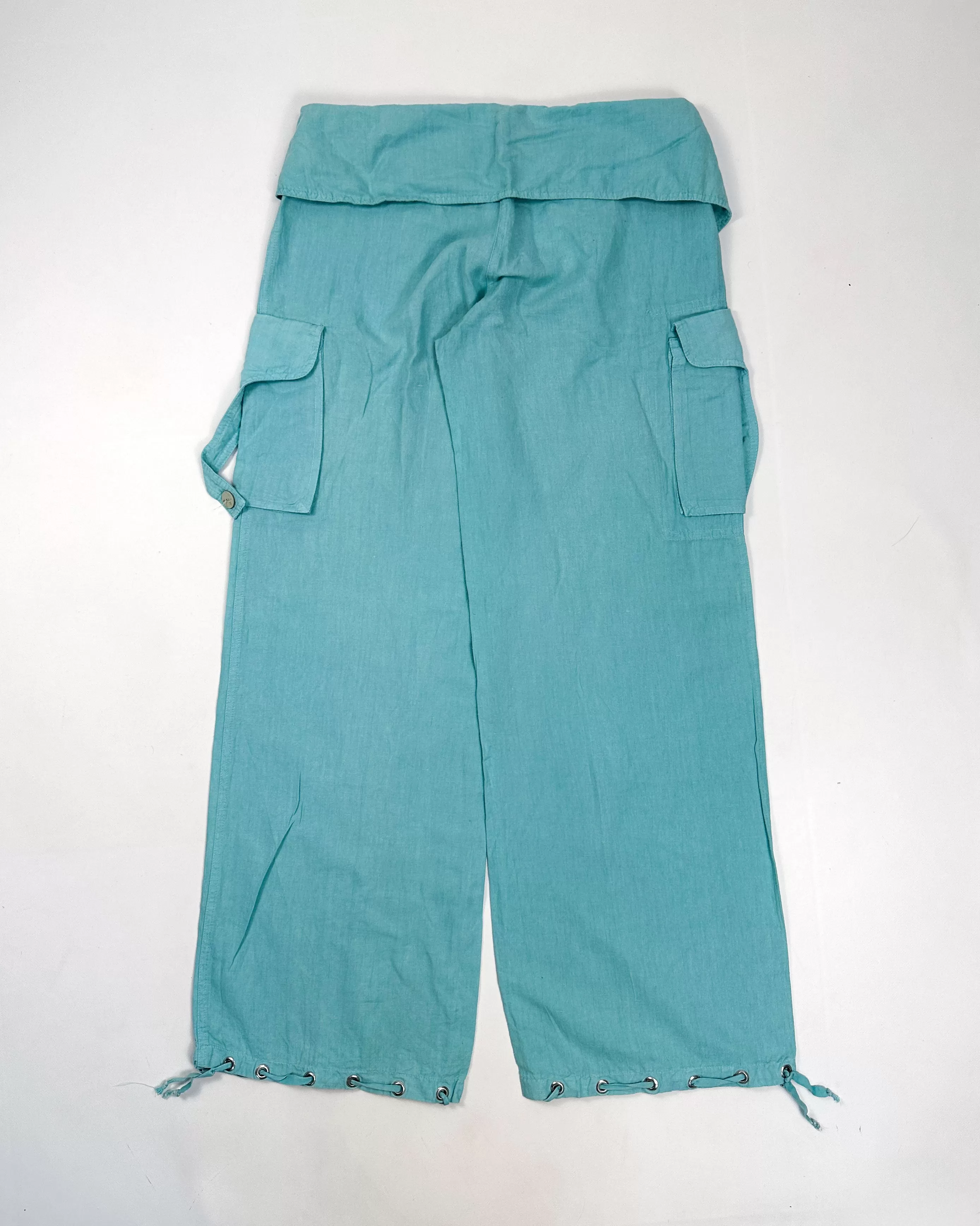 Essenza Blue Teal Wide leg Cargo Pants 1990's