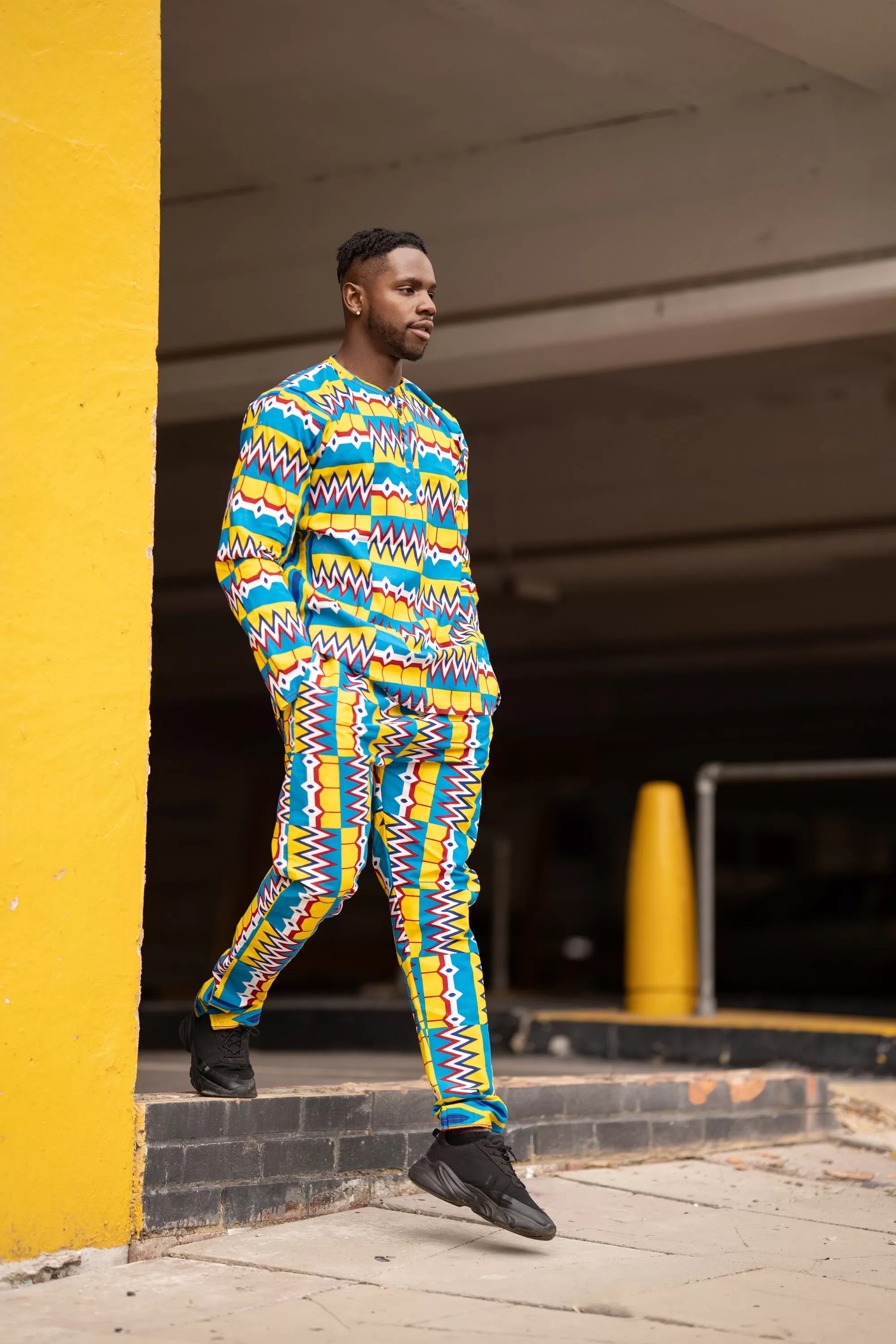 Festival Trousers in Electric Blue Kente