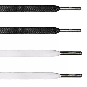 Flat Waxed Value Pack - White & Black | Silver Aglets