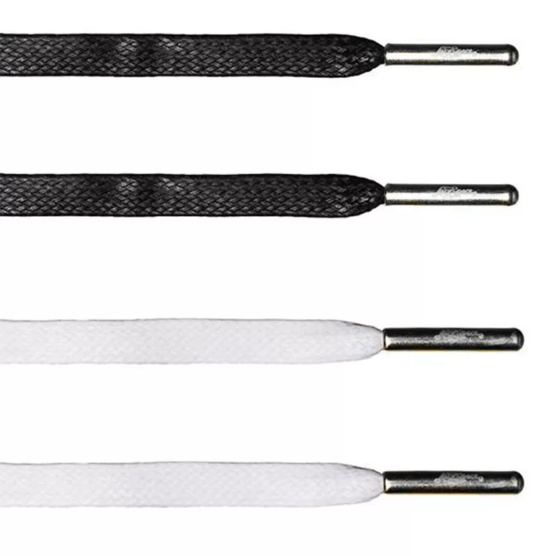 Flat Waxed Value Pack - White & Black | Silver Aglets