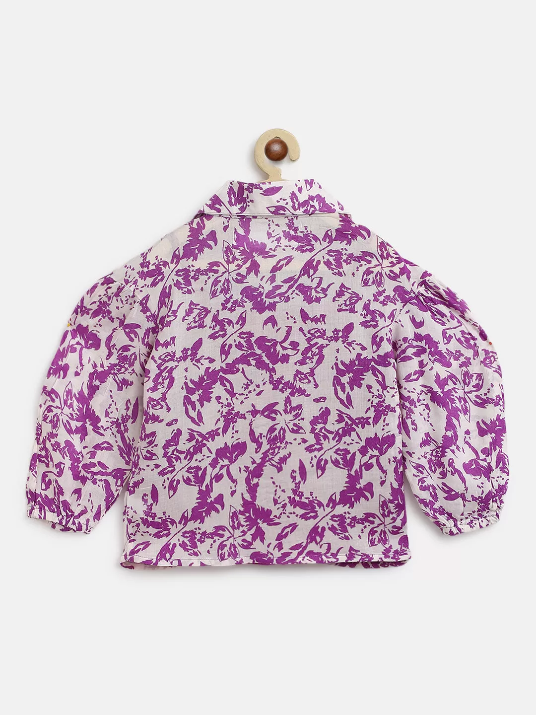 Girls Purple Floral Print Top