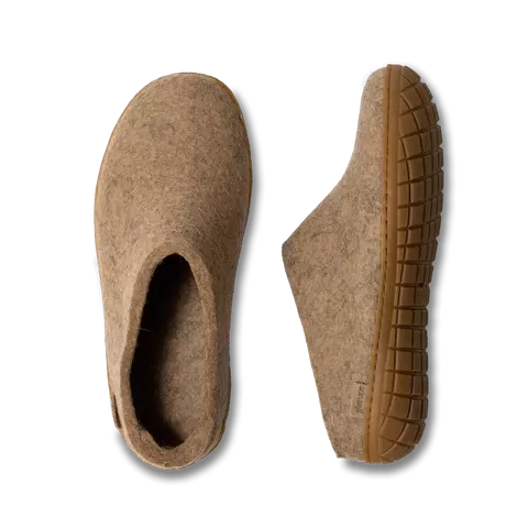 Glerups Unisex Slippers - Rubber Soles - Sand