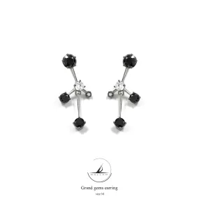 Grand Gems (M) Earrings [Black gems]