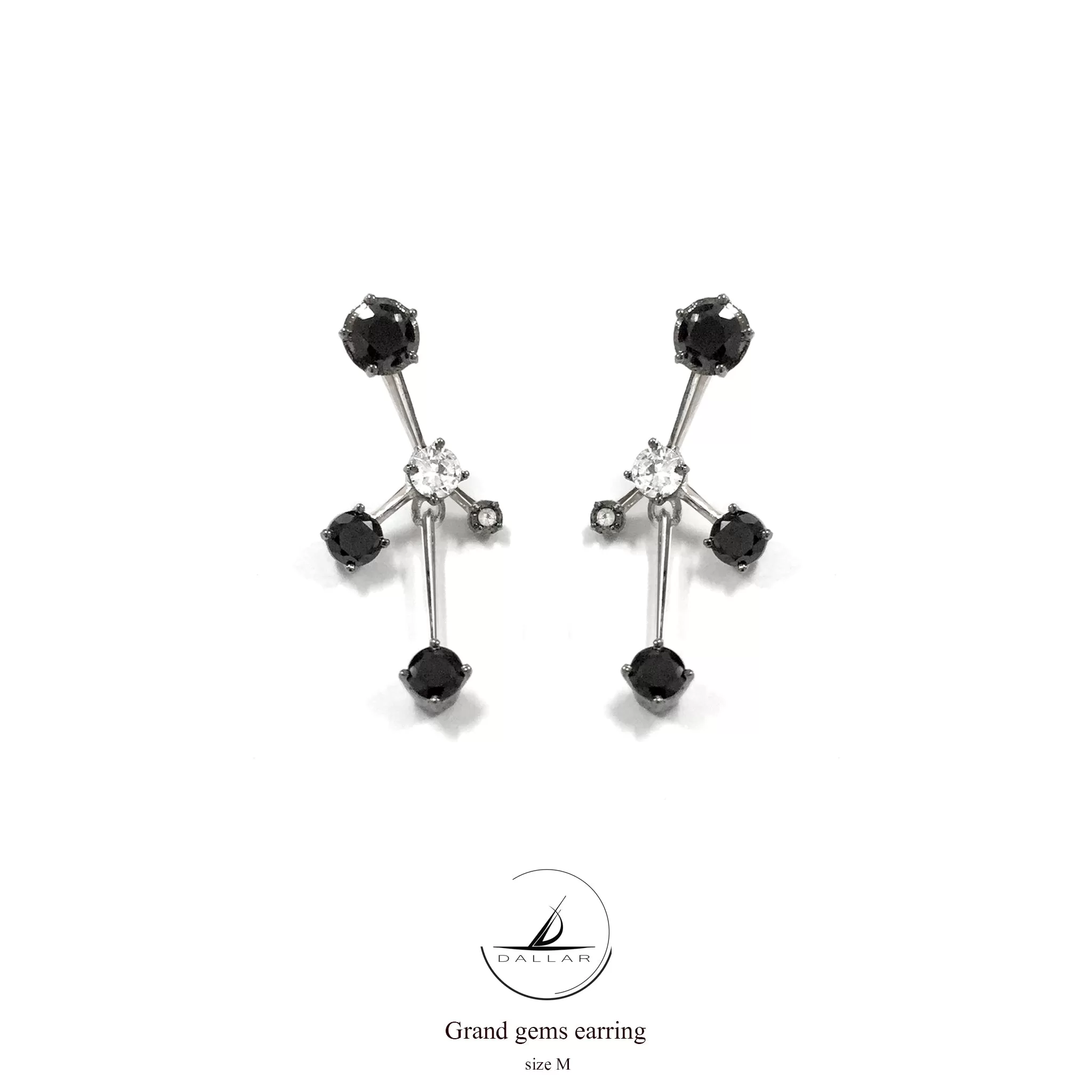 Grand Gems (M) Earrings [Black gems]