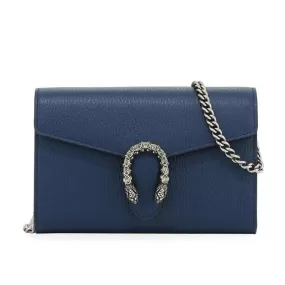 Gucci Chain Dionysus Mini Blue Leather Shoulder Bag