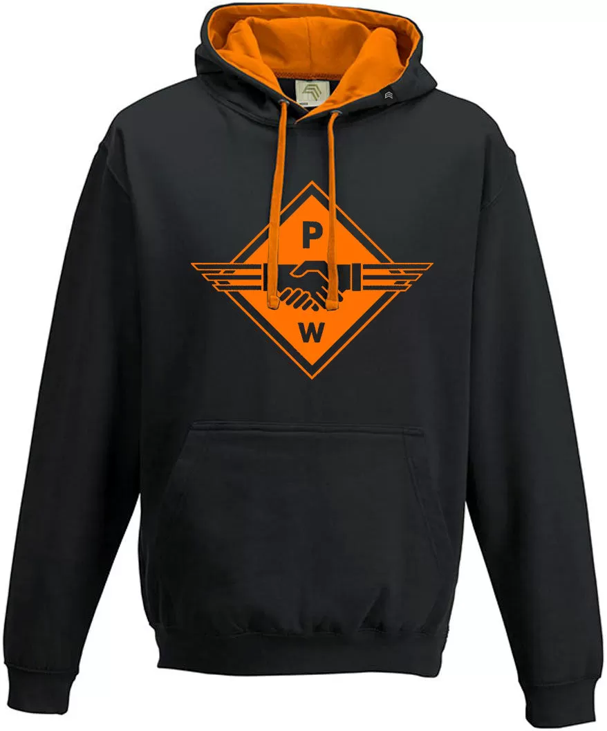 Hands ― Unisex Bi-color PW Hoodie - Schwarz / Orange