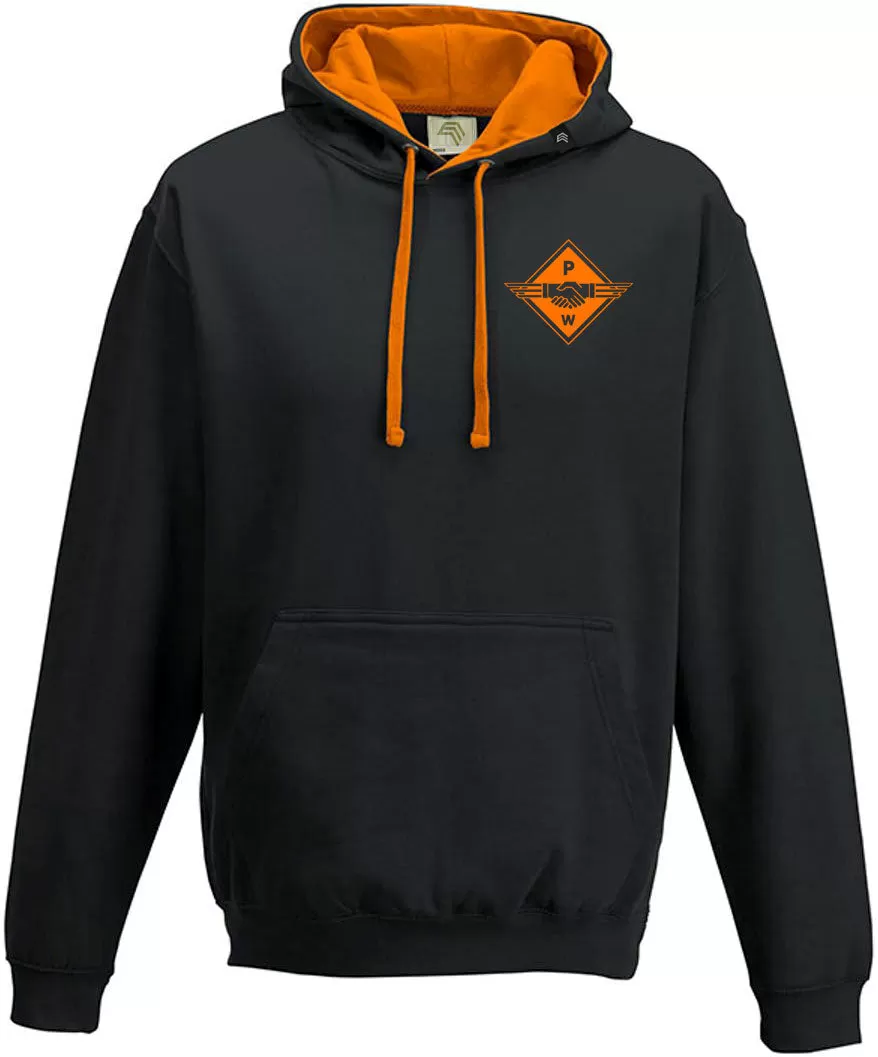 Hands ― Unisex Bi-color PW Hoodie - Schwarz / Orange