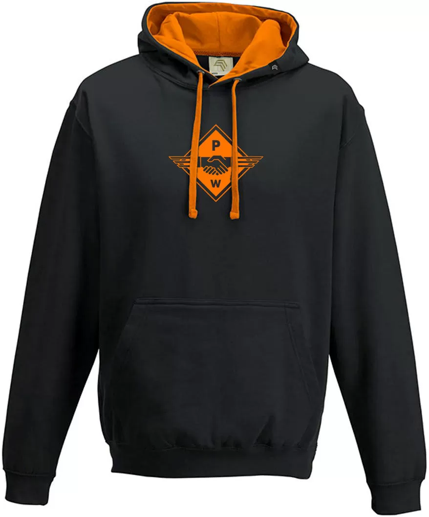 Hands ― Unisex Bi-color PW Hoodie - Schwarz / Orange