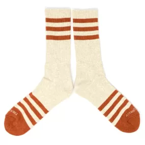 Heather Stripe Sock | Cream and Orange | The Ampal Creative