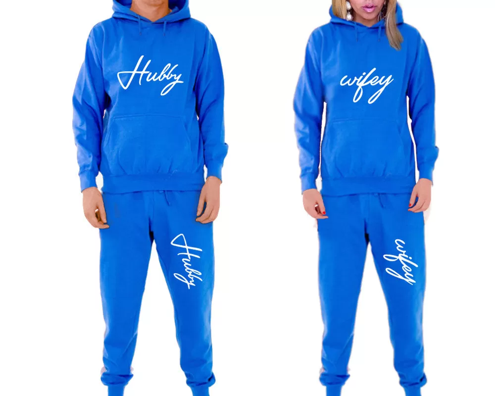 Hubby Wifey Couple Matching Hoodie and Jogger Pants Top&Bottom Sets