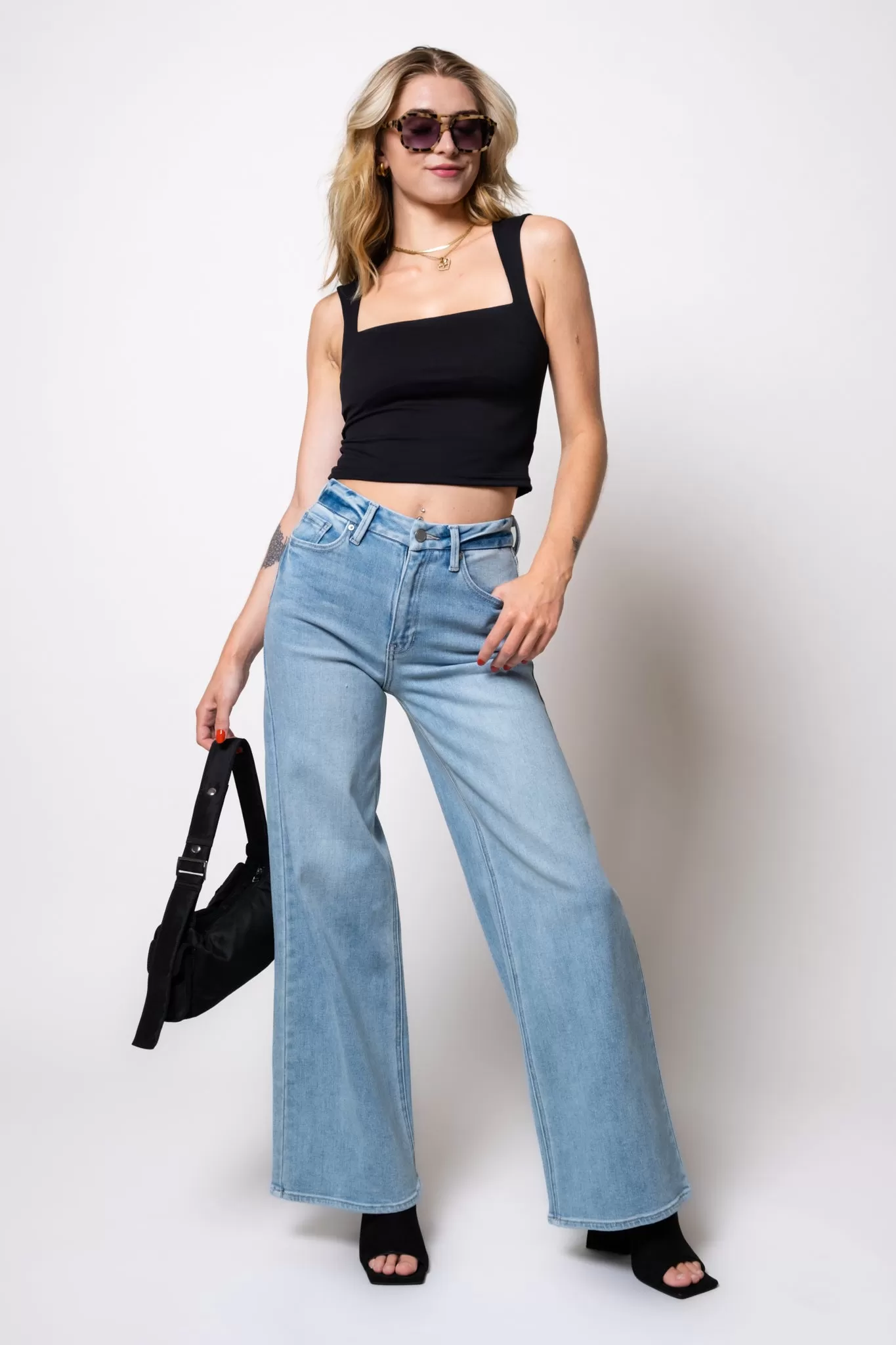 Just Black Wide Leg Stretch Jeans