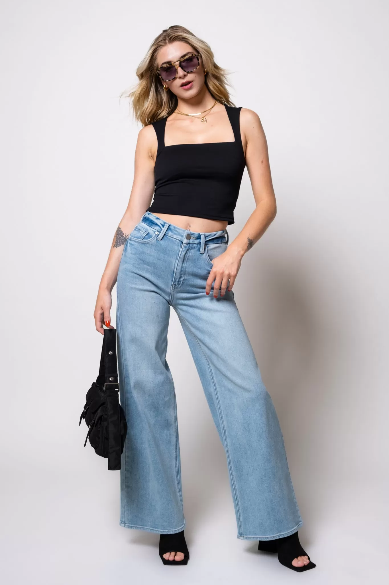 Just Black Wide Leg Stretch Jeans