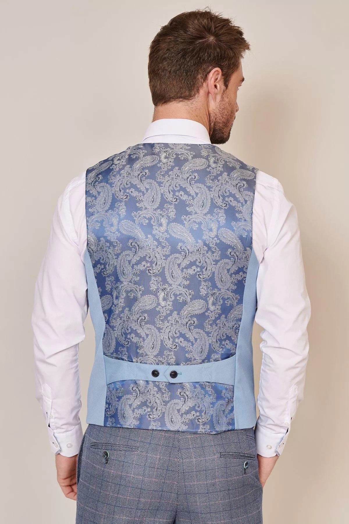 KELLY - Sky Blue Single Breasted Waistcoat