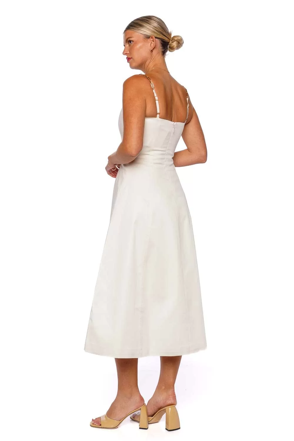 Kendra Off White Chain Strap Midi Dress