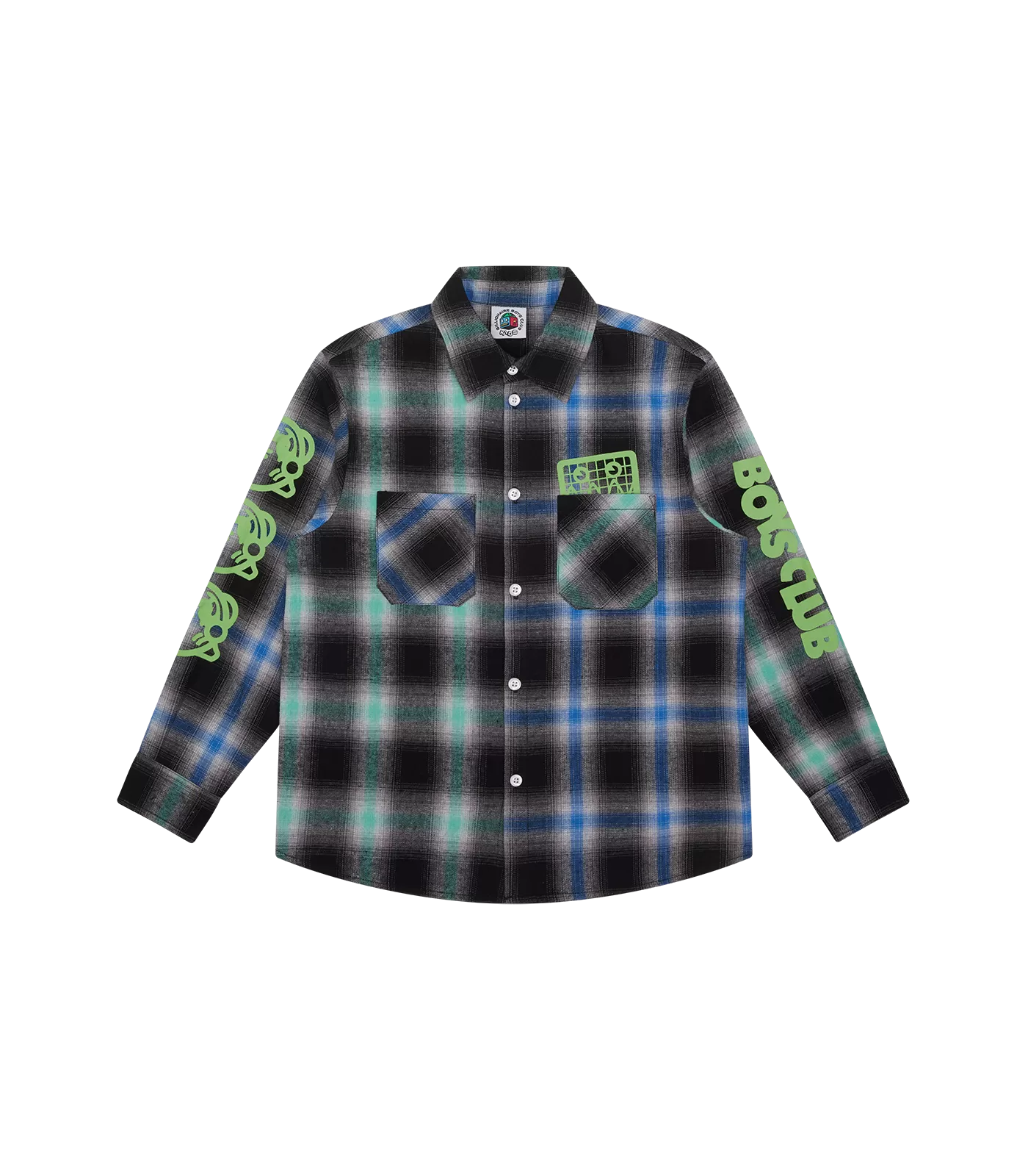 KIDS CHECK L/S T-SHIRT - BLUE/GREEN