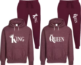 King Queen Couple Speckle Hoodies and Jogger Pants Matching Top&Bottom Sets