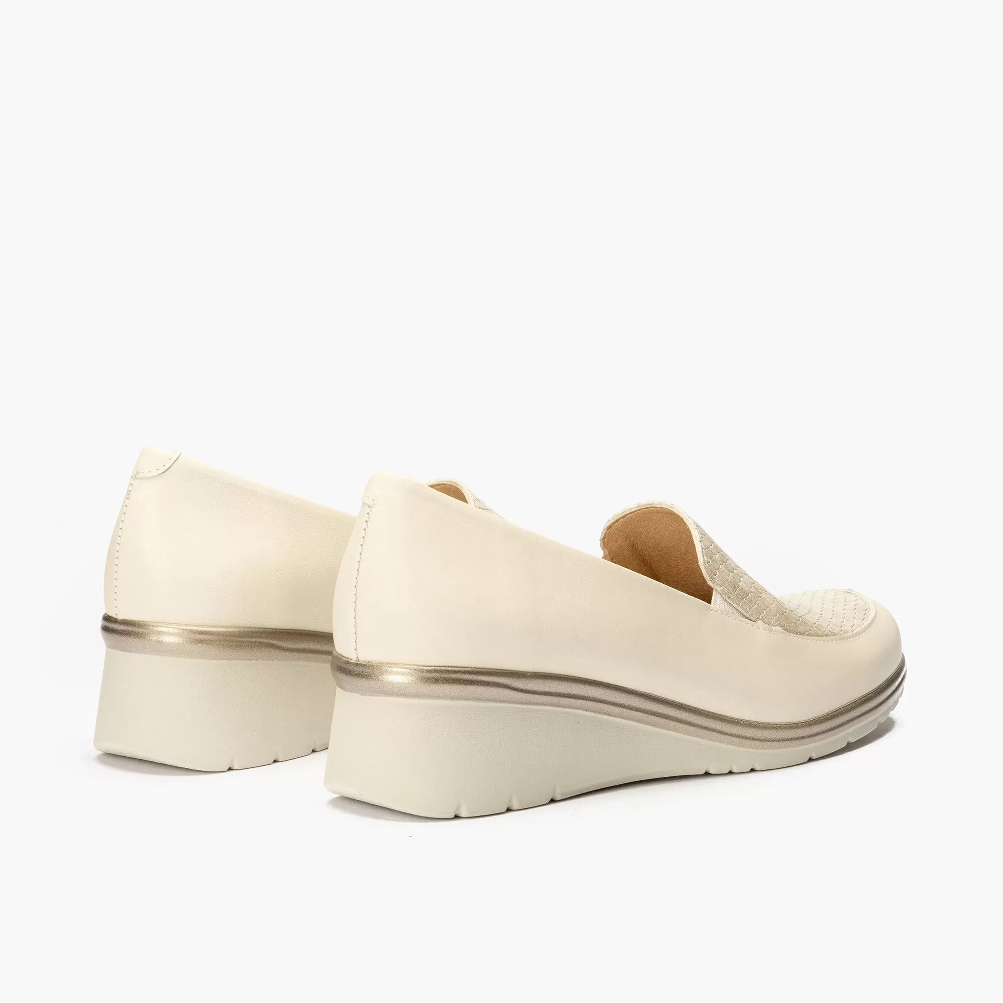 Ladies Wedge Heel Pitillos Slip On Shoes Cream 5152 sale