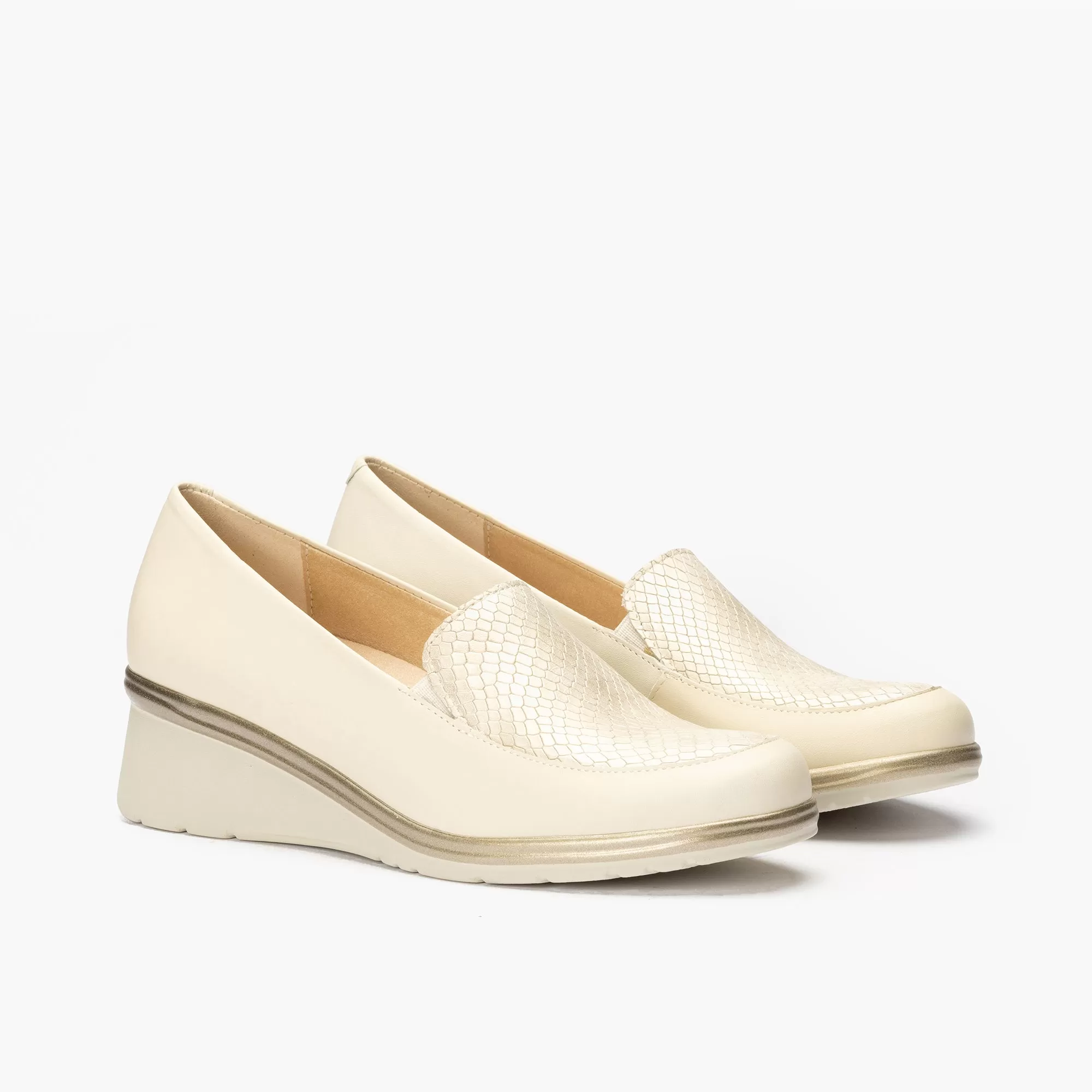 Ladies Wedge Heel Pitillos Slip On Shoes Cream 5152 sale