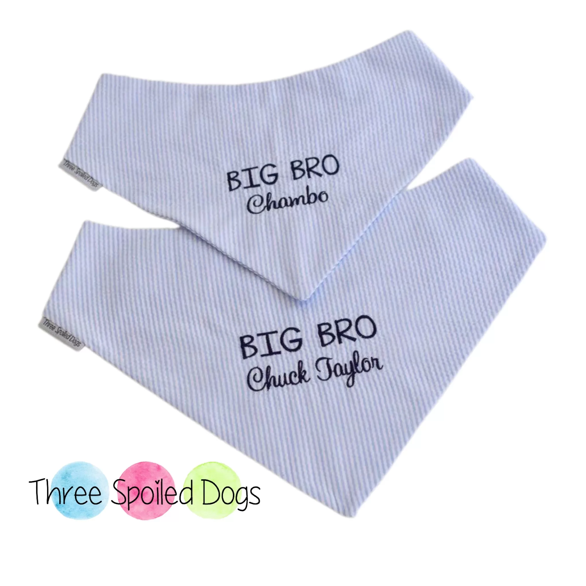 Little Brother Embroidered Seersucker Dog Bandanas