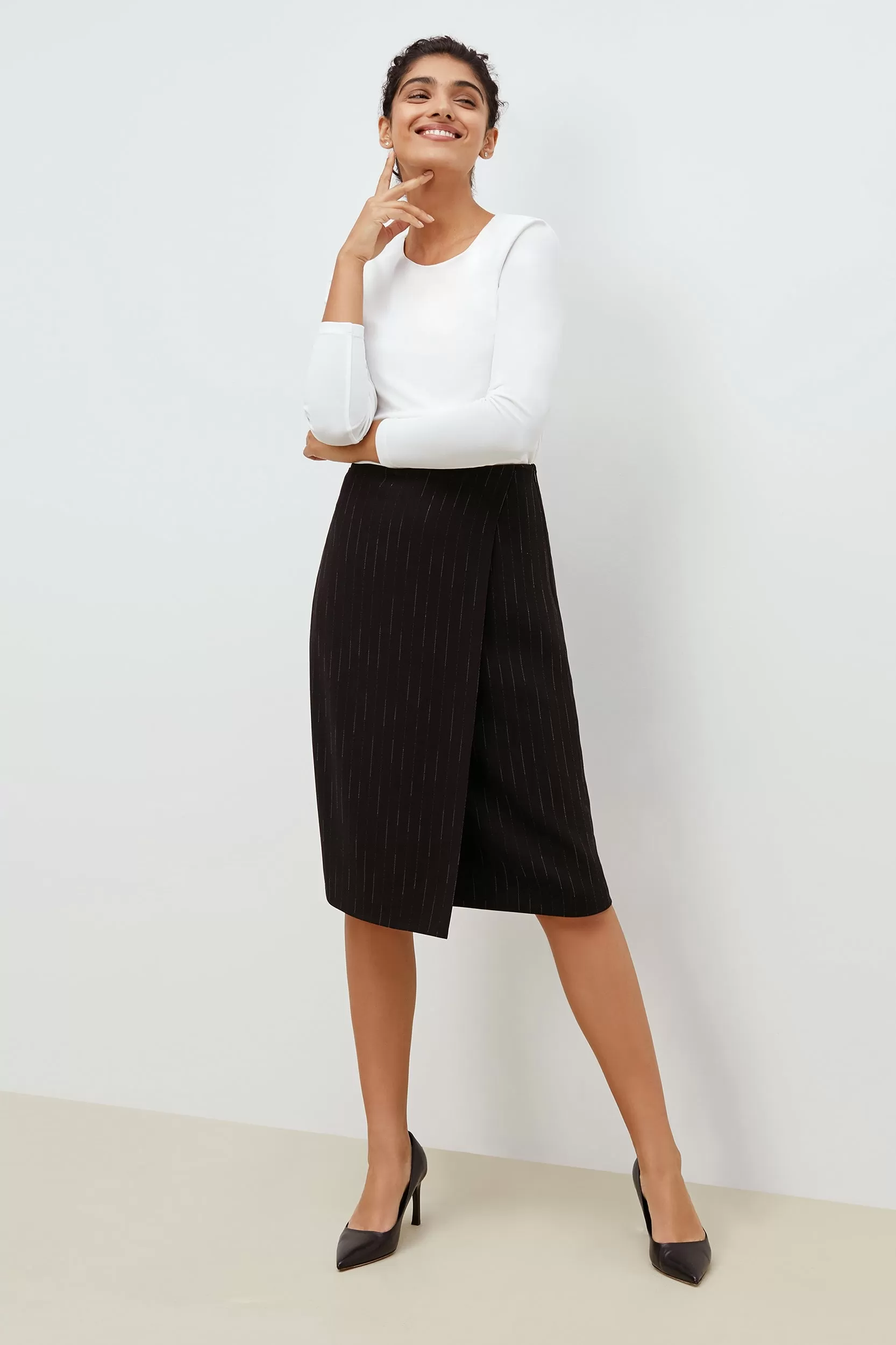 Logan Skirt - Faded Stripe :: Black