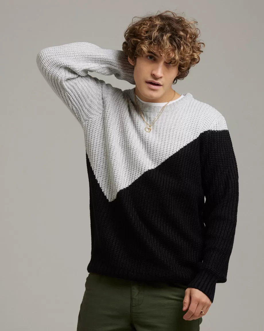 MANNI CREW NECK COLOUR BLOCK JUMPER | WHITE