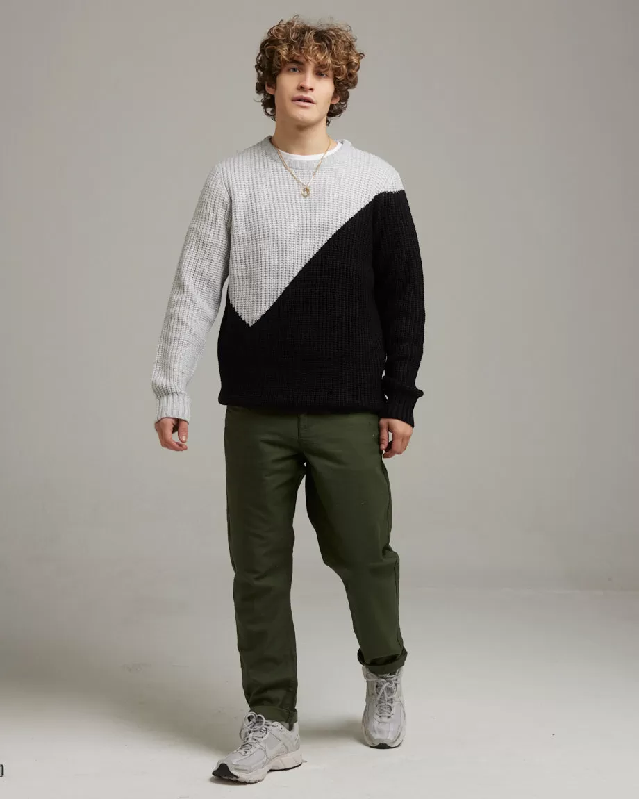 MANNI CREW NECK COLOUR BLOCK JUMPER | WHITE