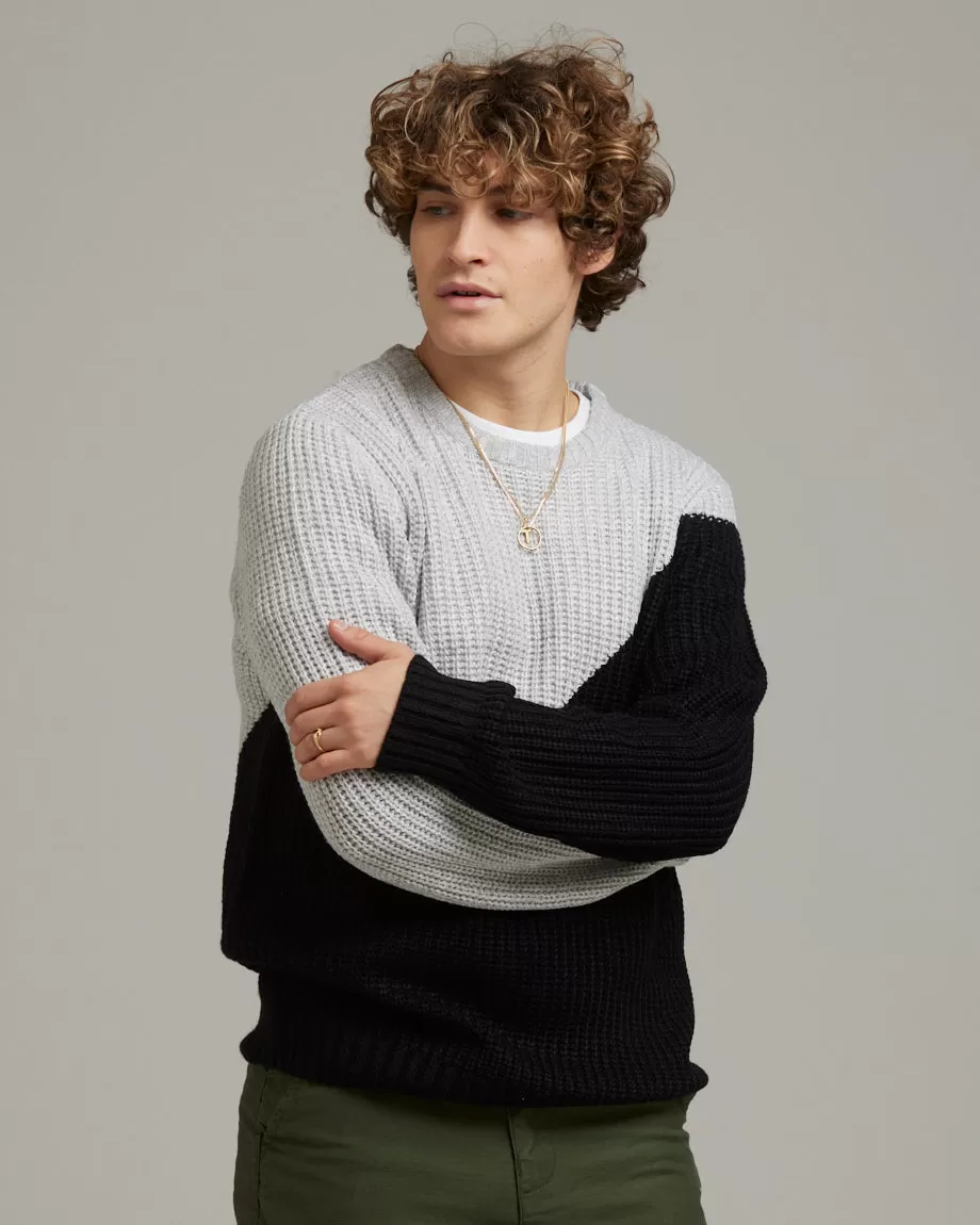 MANNI CREW NECK COLOUR BLOCK JUMPER | WHITE