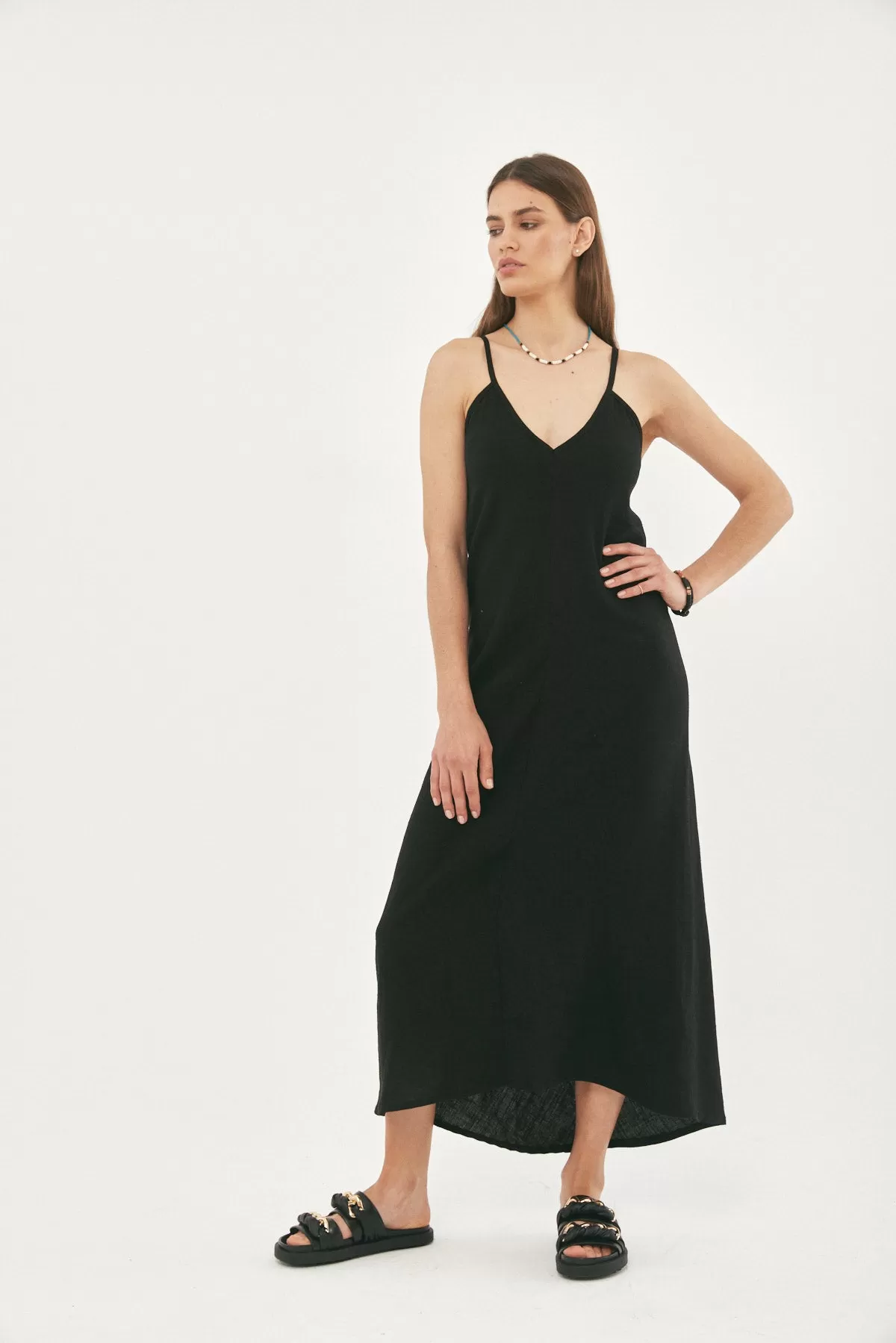 MIA BLACK LINEN DRESS