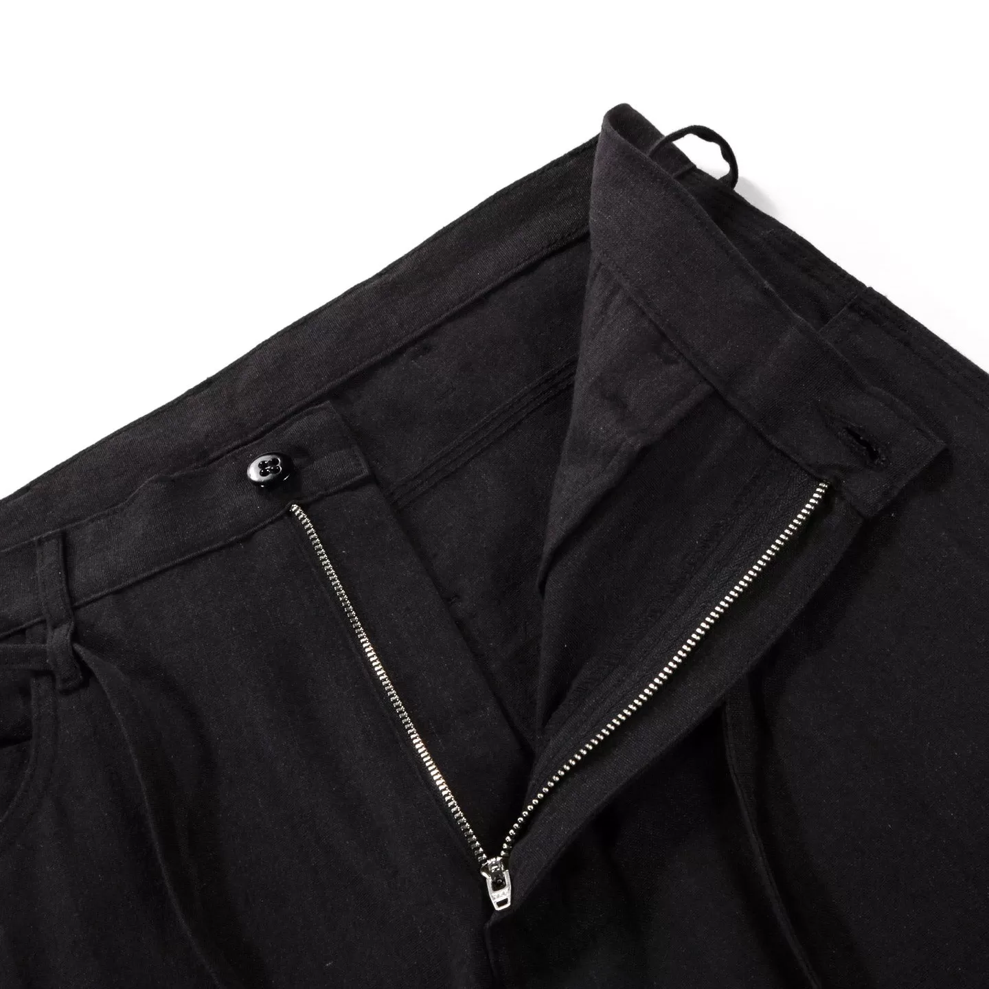 MONITALY DROP CROTCH PAINTER PANTS LINEN BLACK