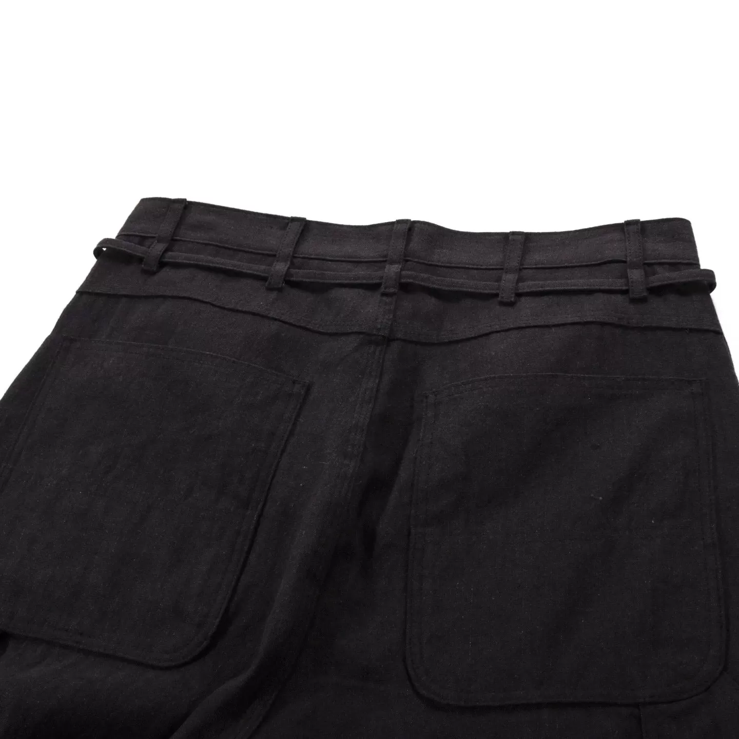 MONITALY DROP CROTCH PAINTER PANTS LINEN BLACK