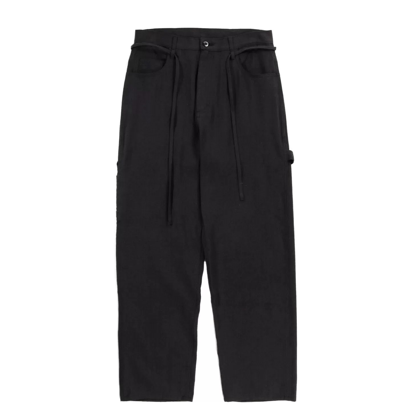 MONITALY DROP CROTCH PAINTER PANTS LINEN BLACK