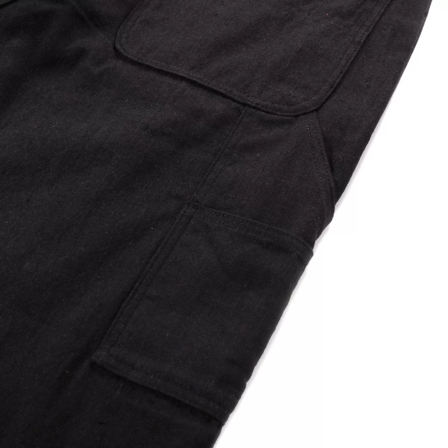 MONITALY DROP CROTCH PAINTER PANTS LINEN BLACK