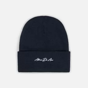 Navy Blue Script Beanie