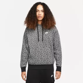 Nike Nsw Sports Essentials Aop Fleece Men's Hoodie Black-Grey