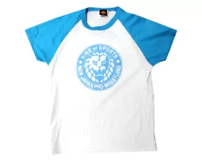 NJPW BLUE/WHITE LIONMARK RAGLAN T-SHIRT MEDIUM