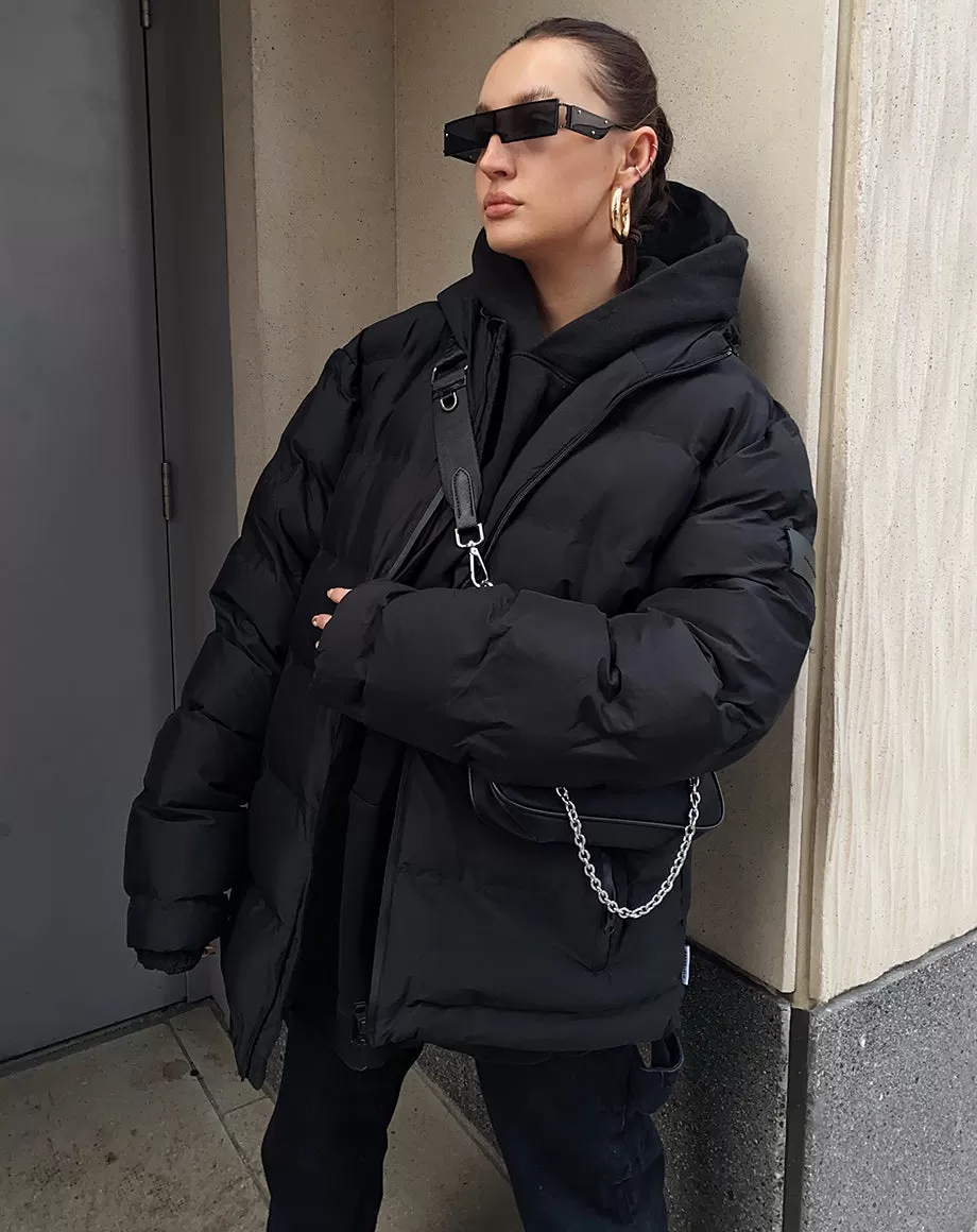 NORE OVERSIZED PUFFER UNISEX JACKET | BLACK