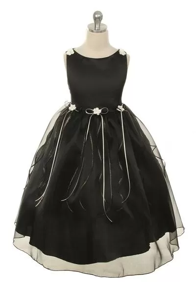 Organza Rosebud & Ribbon Girls Dress