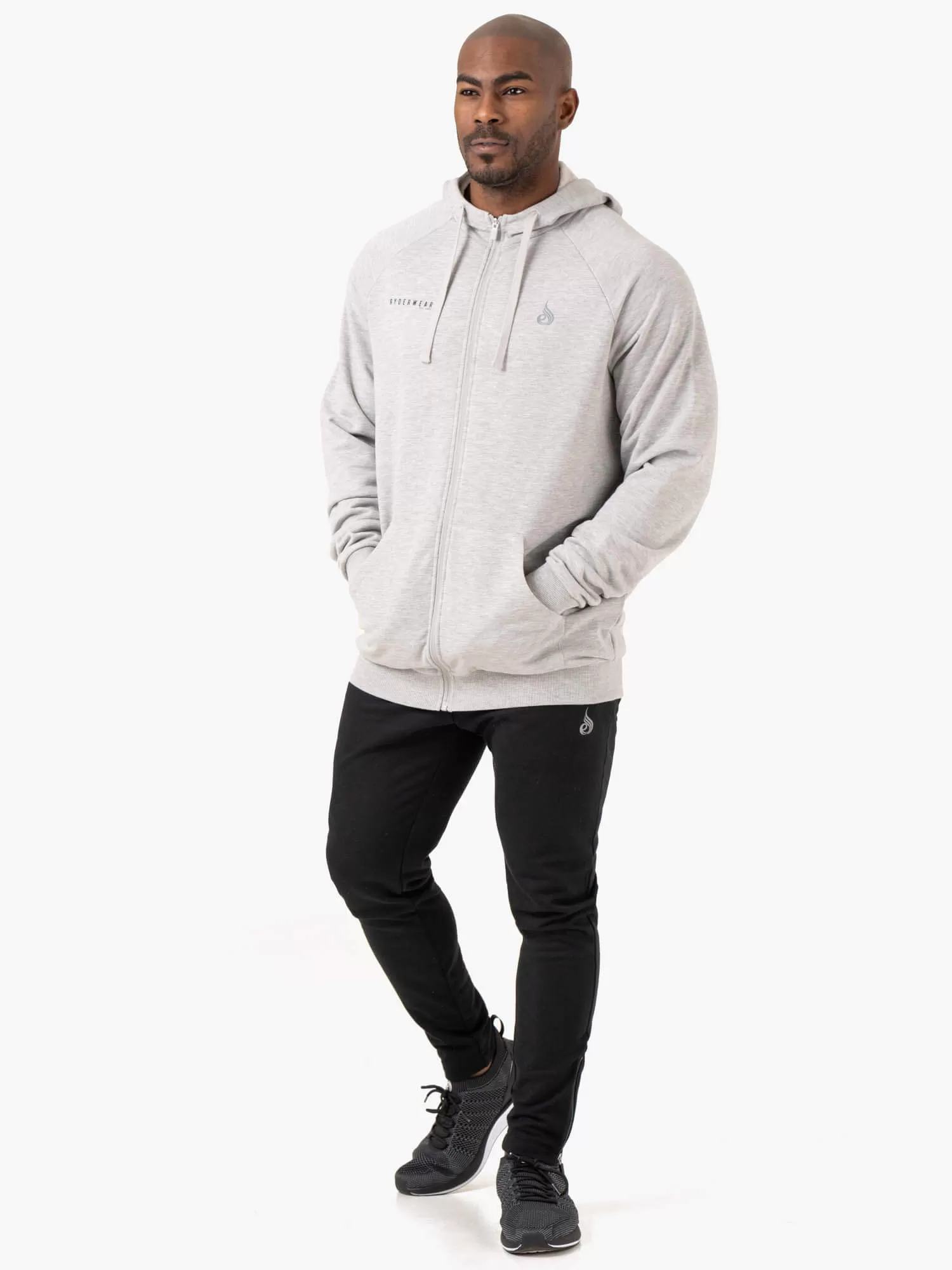 Pursuit Zip Up Hoodie - Light Grey Marl