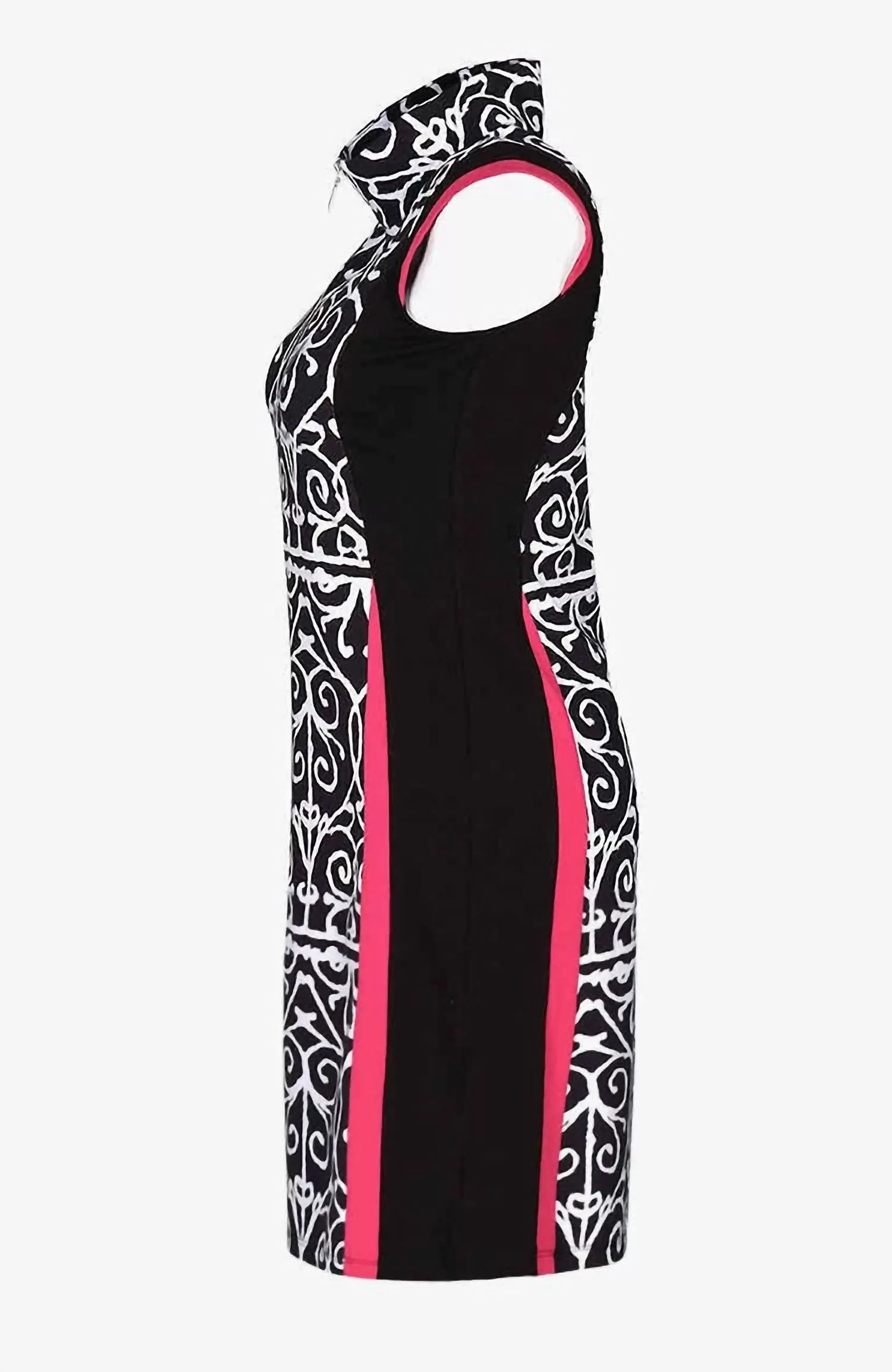 "Bali 1 Redux" Sleeveless Dress in Black / White / Fuchsia