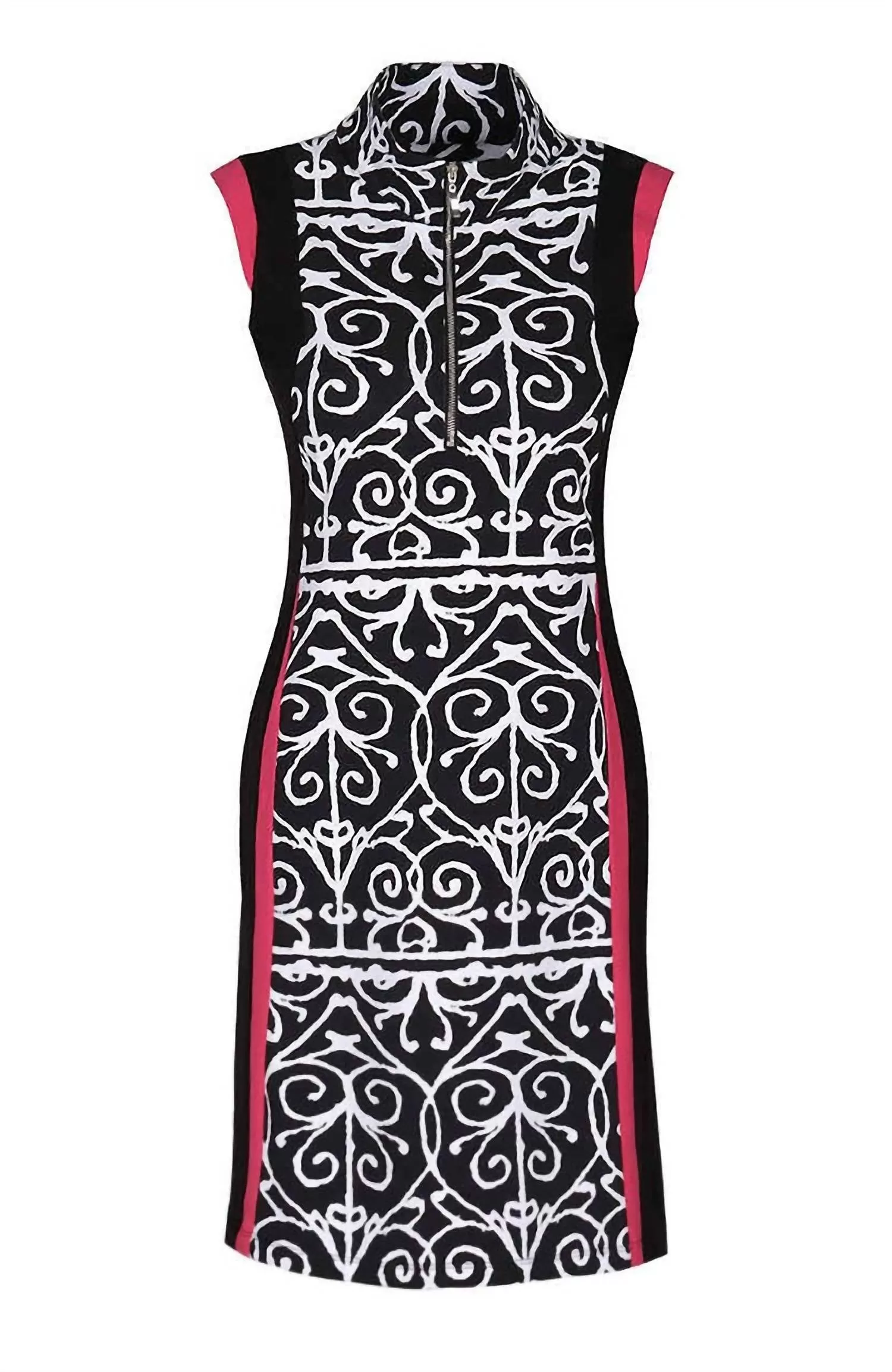 "Bali 1 Redux" Sleeveless Dress in Black / White / Fuchsia